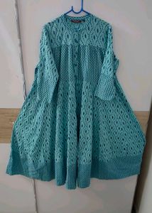 Sky-blue ikkat kurta