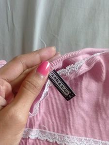 Pink Lace Trim Tube Top