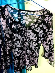 Flower Print Floral Seleves Top