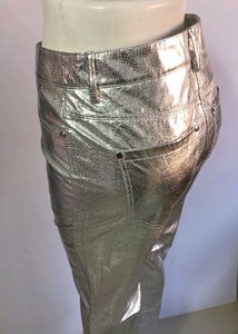 Metallic Silver Cropped Pants