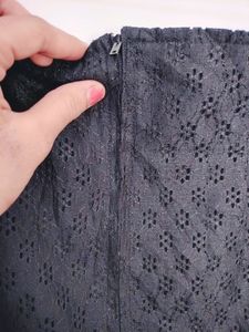 Black Net Floral Skirt