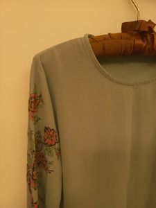 Turqouise Top With Long Flared Sleeves