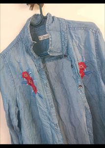 Combo Red Kurta And Denim shirt