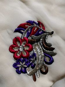 White Embroidery Saree