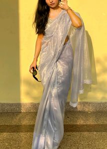 Farewell Saree With Mirror Worked Blouse