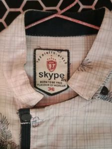 Stylish Fromal White Skype Pattern Shirt