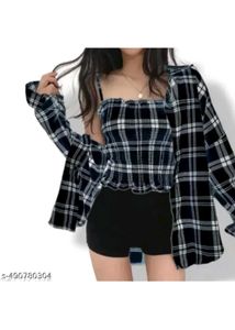 Plaid Smocked Crop Top