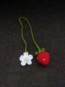 Crochet Strawberry 🍓 Flower Bag Charm