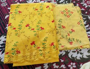 Yellow Floral Dress Material
