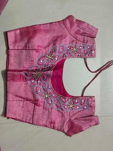 Pink Embroidered Saree Blouse