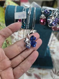 Blue Flower Crystal Pendant