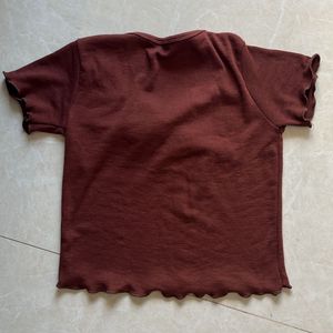 Cute Brown Tie-Front Top