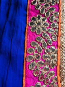 Royal Blue &amp; Pink Saree