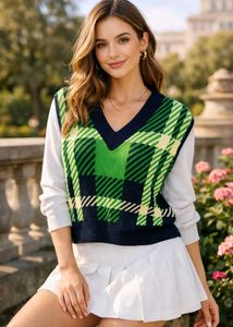 Stylish Plaid Sweater Vest