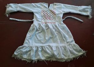 White Dress with Colorful Embroidery