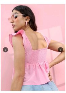 Pink Ruffle Sleeve Top