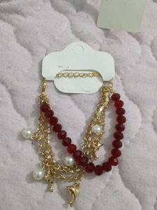 Beautiful Redand Gold Hand Bracelet