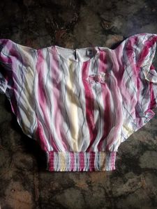 Striped Flutter Sleeve Top