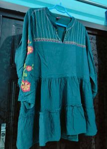 Teal Embroidered Tunic Top