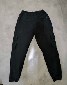Black Cargo Pants with Olive Details