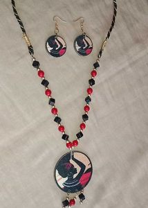 Handcrafted Tribal Art Pendant Necklace & Earrings