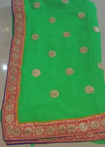 Green Embroidered Saree
