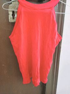 ORANGE HALTER NECK TOP