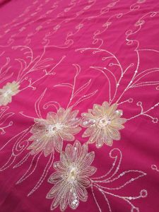 Magenta Floral  Embroidery Saree