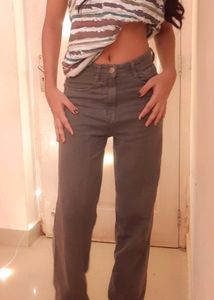 Grey Denim Flared Jeans