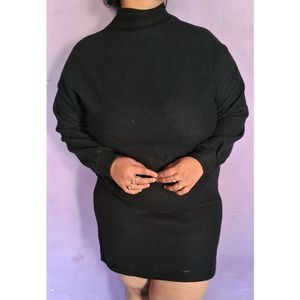 Plus Black high Neck Look Dress With Baloon Sleve