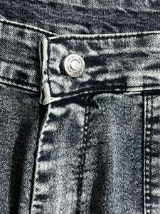 Grey Flared Cargo Denim