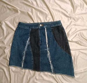 Distressed Denim Mini Skirt