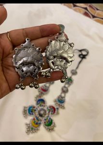 Oxidised Metal Long Necklace