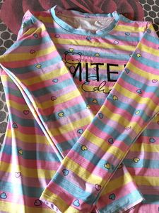 Cute Striped Long Sleeve Top and multi colour desi