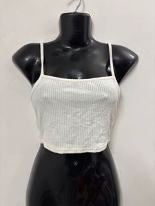 White Ribbed  Top