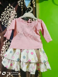 Pink Baby Girls Tshirt Nd Skirt Sat