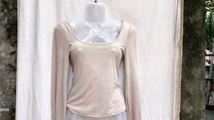 2210. Beige Square Neck Top