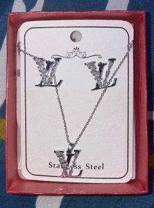 LV Inspired Necklace and Earring Set
