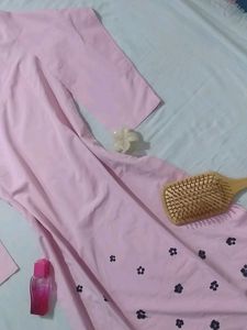Pink Floral Print Kurta handmade