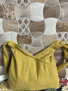 Yellow Corduroy Sling Bag