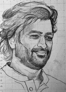 Ms Dhoni  Outline Drawing