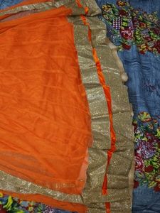 Orange Embroidered party wear dress