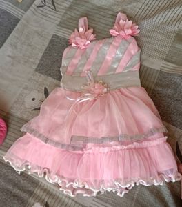 Beby pink frock for 12 months girl