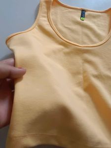 Solid Trendy Crop Top Yellow