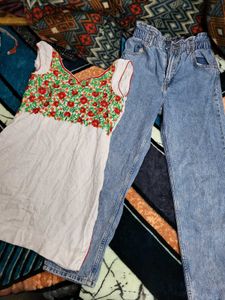 Combo Of H&M Jeans And Kurti