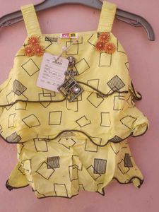 Yellow Top Blue Skirt