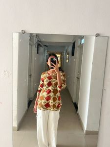 Floral Print 3/4 Sleeve Top