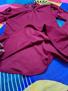 Pretty Style Maroon Peplum Top