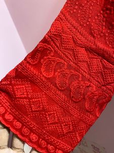 Red Textured Tunic Dress