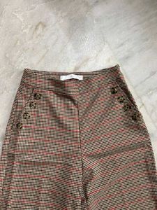 MANGO Checked Wide Leg Trousers